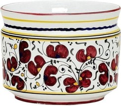 Cachepot Planter Vase ORVIETO ROOSTER Deruta Majolica Cylindrical Cover Red - £174.84 GBP
