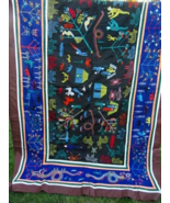 Indian Folk Art Textile Hand Embroidered King Bed Cover/Coverlet - £94.39 GBP
