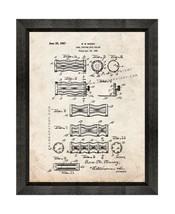 Hair Roller Patent Print Old Look with Beveled Wood Frame - £19.75 GBP+