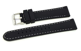 20mm Silicone Rubber Watch Band Strap Fits Diver Sport Black With White Stich - £9.51 GBP