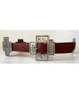 Gotcha Covered Brown Leather Belt Large Crosses Concho Style Western - W... - $1,174.73 MXN