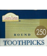 250 rOund Wooden TOOTHPICKS NO ADDITIVE birch wood Laura Lynn bar cockta... - $17.67