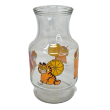 9&quot; VINTAGE 1978 GARFIELD GLASS JUICE PITCHER DECANTER JUG CARAFE JIM DAVIS - $23.75