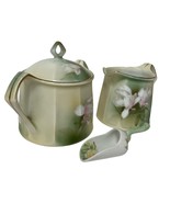 RS Germany Porcelain Creamer Sugar Set With Sugar Scoop Apple Blossom De... - $19.74