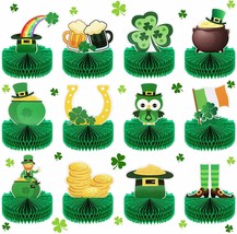 12 Pieces St. Patrick&#39;s Day Honeycomb Centerpieces Saint Paddy&#39;s Day Green 3D Ta - £13.39 GBP
