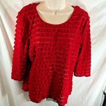 Lana Lee Vintage Womens Sz L Red Tiered Shirt Top 3/4 Sleeve  - £8.53 GBP