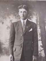 RPPC Handsome Dapper Young Gentleman in Tie Portrait Postcard AZO c1904-1918 c - £6.44 GBP