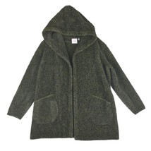 CYRUS KNITS Women&#39;s XL Fuzzy Faux-Mohair Hooded Open Cardigan Sweater Coat Cape - £27.07 GBP