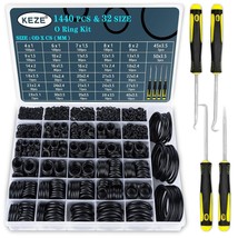 Keze 32 Size 1440 Pcs. Rubber O Rings Assortment Kit With Pick And Hook,... - $32.95