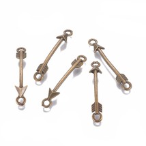 Arrow Connector Charms Antiqued Bronze Archery Pendants 2 Hole Links Jewelry 4pc - £5.89 GBP
