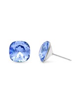 10mm Light Sapphire Swarovski Cushion Cut Stud Earrings, Blue Bridal Jew... - $25.00
