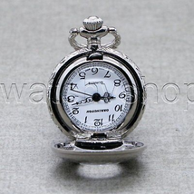 Silver Color Pocket Watch Vintage Pendant Watch with Key Ring and Neckla... - £15.61 GBP