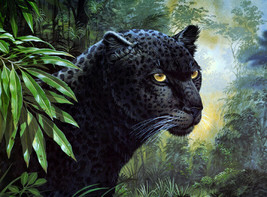 High-quality Handpainted Wall art Animals Black Panther Oil Painting on canvas - £55.17 GBP