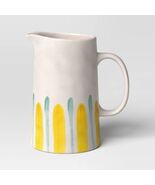 Threshold Coastal Large Stoneware Pitcher White Yellow Green 1 Pc - $25.19 CAD