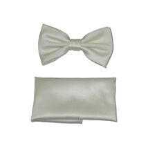Men's Bow Tie and Hankie by J.Valintin Collection #92496 Solid Satin Ivory - $19.99