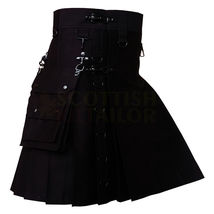 Scottish Handmade Utility Kilt For Men Utility Hybrid Gothic &amp; Custom Size Kilts - £60.89 GBP