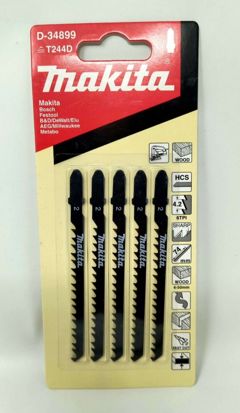 Makita T244D T-Shank Jigsaw Blades  5-pack D-34899 Genuine OEM - $9.17