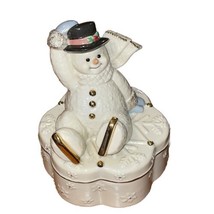 Lenox Winter Wonderland Christmas Snowman Music Box Fine Porcelain Trinket Box - £16.03 GBP