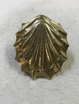 Vintage Signed Jeri - Lou Gold Tone Clam Shell Scarf Clip 2 Inches - £14.57 GBP