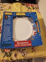 NEW NIB Set of 4 Debbie Mumm Sakura Snowman Dinner Plates Christmas Snow... - $49.50