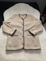 Vintage L.L. Bean Womens Beige Wool Button Down Business Jacket Size Large - £18.90 GBP