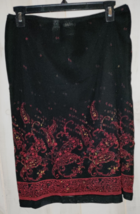 EXCELLENT WOMENS EMMA JAMES BLACK W/ PRETTY PAISLEY BORDER LINED SKIRT S... - £20.14 GBP