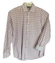 Thomas Dean Men’s Size L Pink Blue  Plaid Long Sleeve Button Front Flip ... - $16.95 CAD