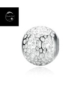 Genuine 925 Sterling Silver Hammered Textured Round Bead Charm For Brace... - £16.73 GBP