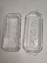 Clear Glass Butter Dish Hazel Atlas Ivy Leaf Pattern VTG image 3