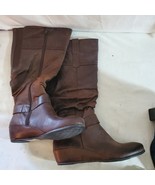 Yuu Simone Wide Brown Leather Boots Size 6.5 M NEW W/ TAGS - £53.13 GBP
