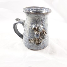Ceramic Ugly Face Abstract Mug Gray Coffee Cup Handmade Pottery - $22.77