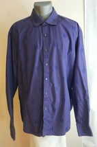 Marco Brunelli Mens Purple Long Sleeve Dress Shirt Paisley Flip Cuff  2 XLarge - £26.73 GBP