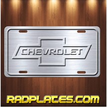 CHEVY BOWTIE Inspired art simulated brushed aluminum vanity license plate tag - £15.36 GBP