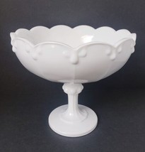 Indiana Glass White Teardrop 8.5&quot; White Milk Glass Compote Fruit Bowl - £26.80 GBP