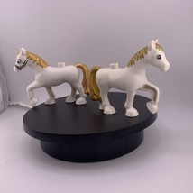 2 Lego DUPLO White Horse Gold Mane Tail #6153 Cinderella&#39;s Carriage Repl... - $8.55
