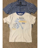 Boy&#39;s Faded Glory 2 in 1 Shirt Size 10/12 Blue/White Checked--Indigo Falls - £4.49 GBP