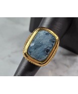 Womens Estate Sterling Silver Gold Tone Natural Aquamarine Ring 15.3g E3111 - €73,12 EUR