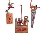 Kurt Adler Resin Tool Box Ornaments Set of 3 Saw, Tool Box ,Log and Axe ... - $16.49