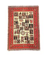 Christmas Tapestry Throw Blanket Goodwin Weavers 70 x 47 Fringe Red Gree... - $19.75