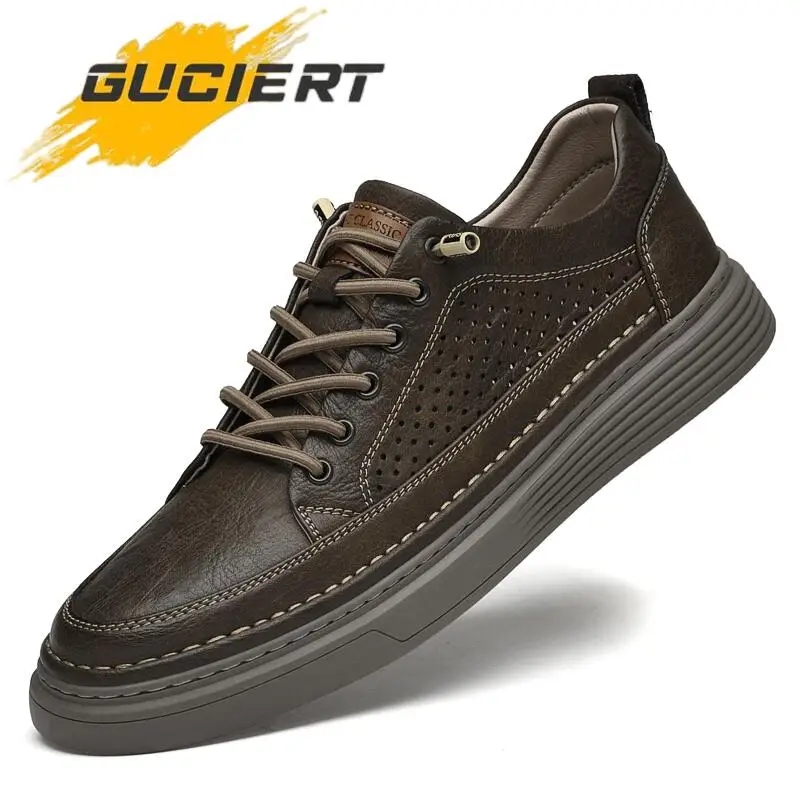 Men Casual Leather Shoes Male Sneakers Fashion Flats Premium Sneakers Ba... - $89.34