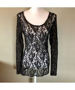 Maurices Sheer Lace Blouse Womens M Used Black Gray - $18.00