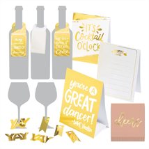 Cocktail Decorations Kit - Gold Mimosa &amp; Brunch Party Supplies with Labe... - £12.08 GBP