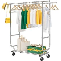 Heavy Duty Double Bar Clothes Garment Rack on Wheels - 600 lbs Capacity - $4,795.66 MXN