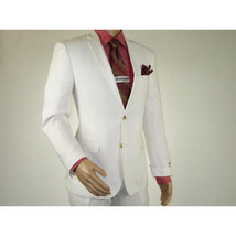 Men's Summer Linen Suit Apollo King Half Lined 2 Button Modern Fit SLN8 White image 7