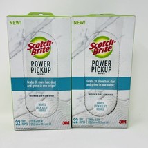2 x 3M Scotch Brite Power Pickup Wipes Wet or Dry 32 Count Pet Hair Dust... - $28.50
