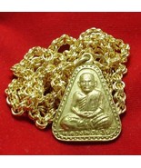 LP NGERN POWERFUL THAI BUDDHA AMULET CALL MONEY &amp; GOOD LUCK GOLD PLATED ... - £42.83 GBP