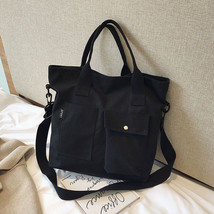 Canvas Bags for Women Handbag Shoulder Bag Large Capacity Solid Color Totes Shop - £33.93 GBP