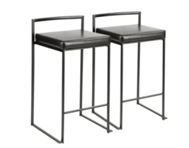 Fuji Collection B26-FUJIBK+BK2 Set of 2 Counter Height Stool With Contemporary S - $285.00