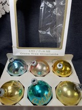 Vintage Christmas Ornaments George Franke Box Glitter Seasons Greetings Set of 6 - £9.36 GBP
