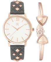 I.N.C. Women&#39;s Rose Gold Embossed Faux Leather Strap Studs 38mm Watch + Bracelet - £27.59 GBP